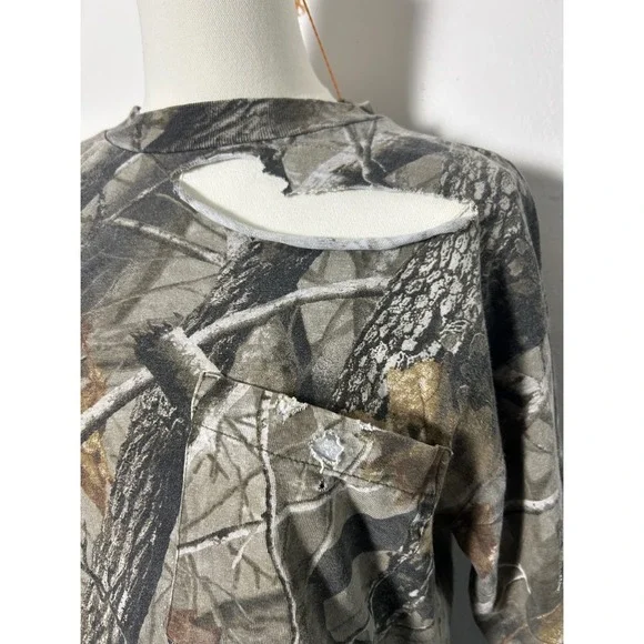 vintage wrangler camo tee distressed 90s y2k pocket tee - Picture 5 of 8